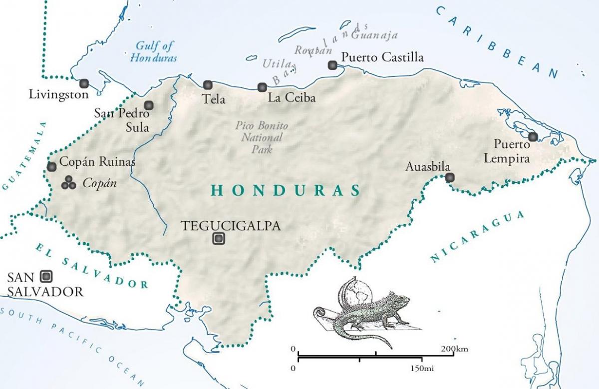 mapa la ceiba, Honduras