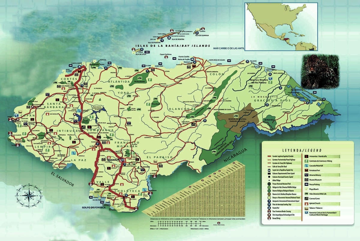 mapa Hondurasu geografie