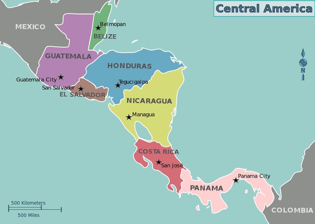 mapa Hondurasu mapa střední ameriky