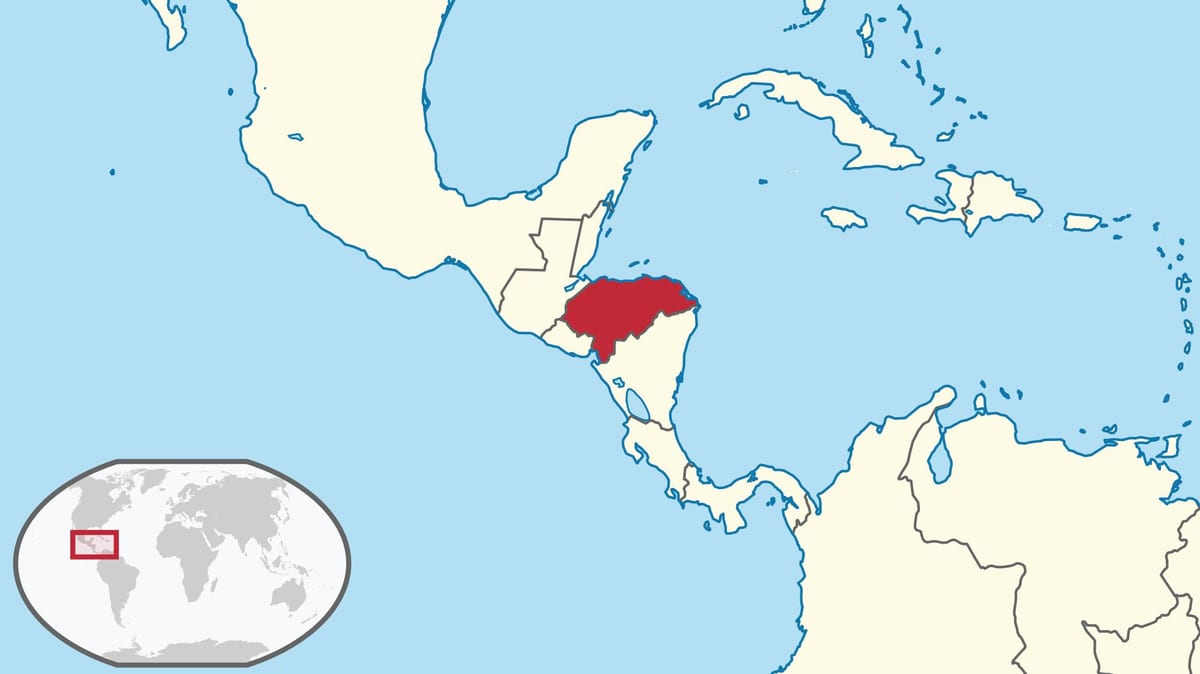 Honduras umístění na mapě světa