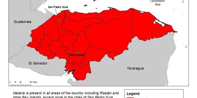Mapa Hondurasu malárie