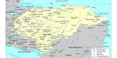 Honduras mapa s městy
