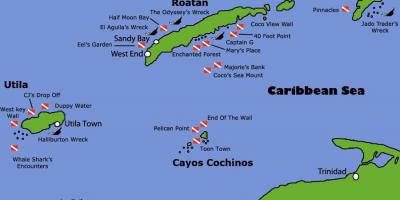 Ostrovy Honduras mapa