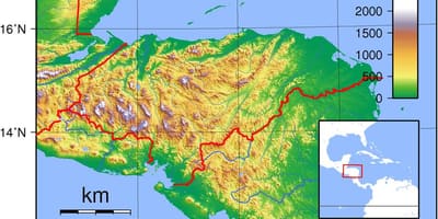 Mapa Hondurasu topografické