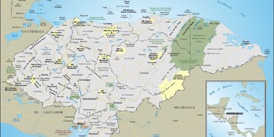 Mapa Hondurasu turistické