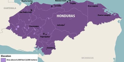 Mapa Hondurasu zika